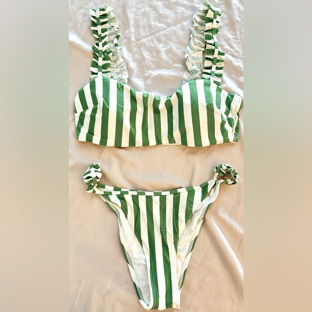 Green striped bikini
